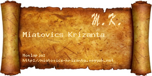 Miatovics Krizanta névjegykártya